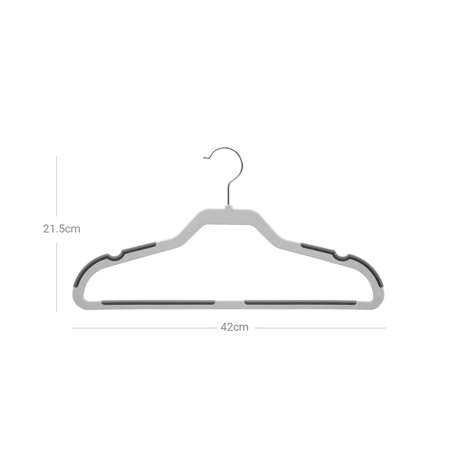 Suit Hangers – Plastic – Grey – Flat-Head Design with 360° Swivel Hook and Non-Slip Protection, Heavy Duty, 20 Pack