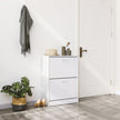 Shoe Cabinet – Engineered Wood – White – 2 Flip Doors for Boot and Heel Storage