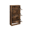 Shoe Cabinet – Wood – Rustic Brown – 3-Tier with Flip Doors