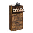 Shoe Cabinet – Wood – Rustic Brown – 3-Tier with Flip Doors