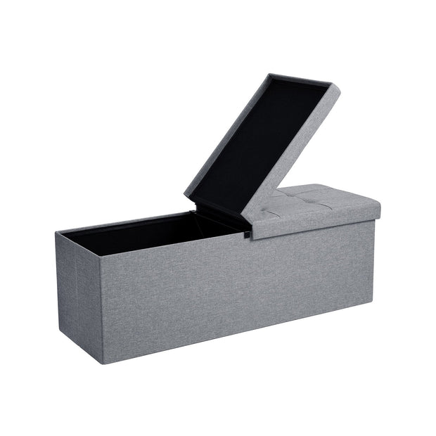 Storage Ottoman – Fabric – Light Grey – 120L Capacity, Flipping Lid