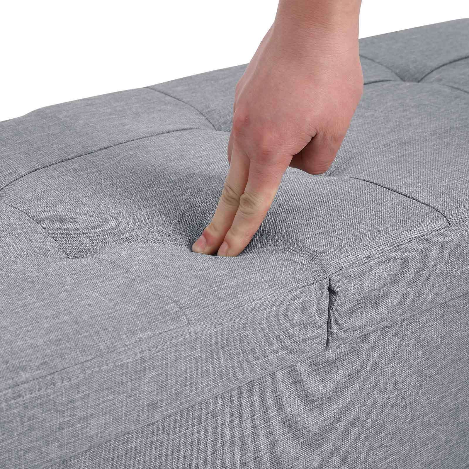 Storage Ottoman – Fabric – Light Grey – 120L Capacity, Flipping Lid
