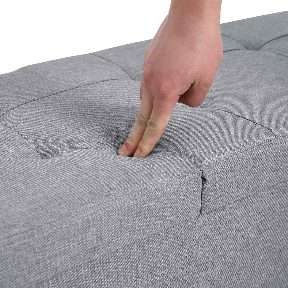 Storage Ottoman – Fabric – Light Grey – 120L Capacity, Flipping Lid