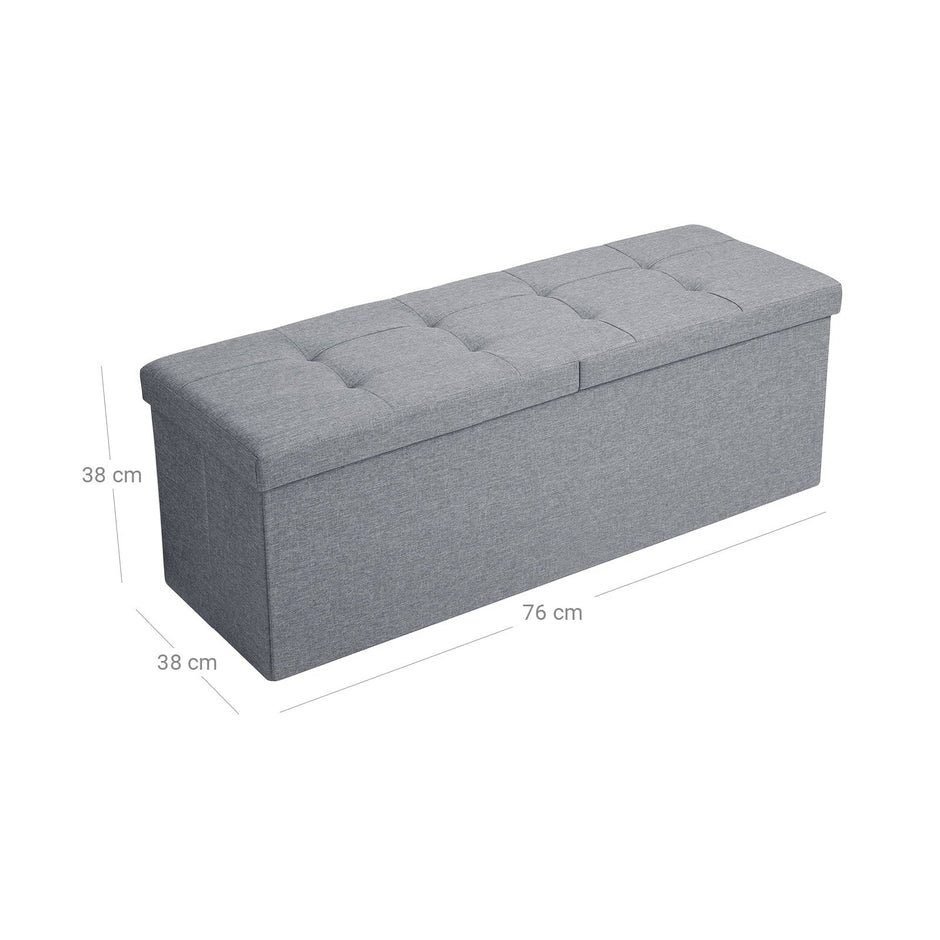 Storage Ottoman – Fabric – Light Grey – 120L Capacity, Flipping Lid