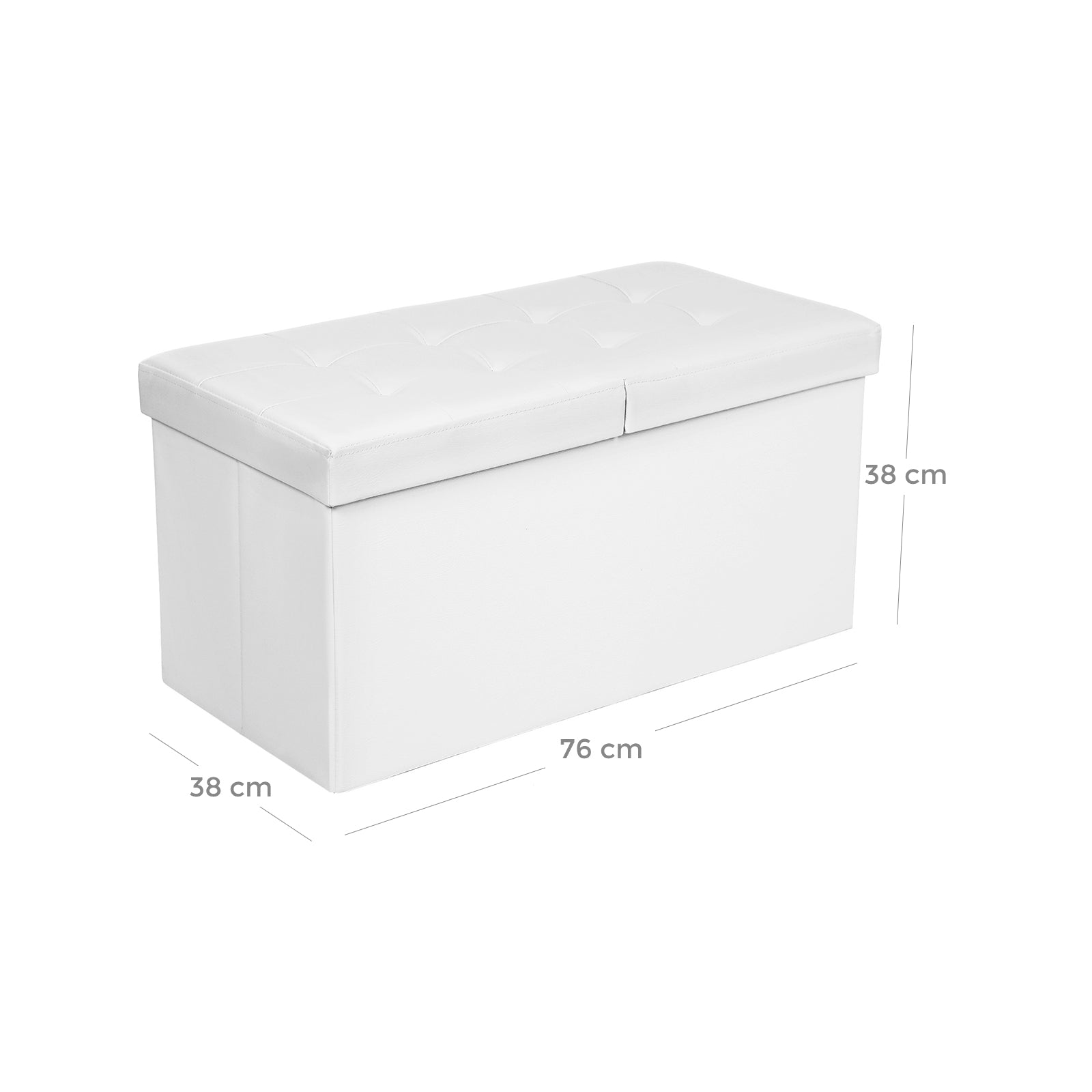 Ottoman Bench – PU Leather and Foam – Black – Folding with Storage Space