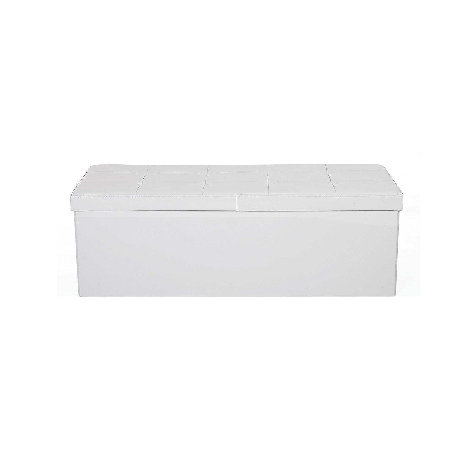 Folding Storage Ottoman Bench – Fabric – White – Foldable with High Load Capacity