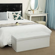 Folding Storage Ottoman Bench – Fabric – White – Foldable with High Load Capacity
