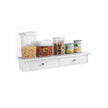 Floating Wall Shelf – MDF – White – Dual Drawer Storage