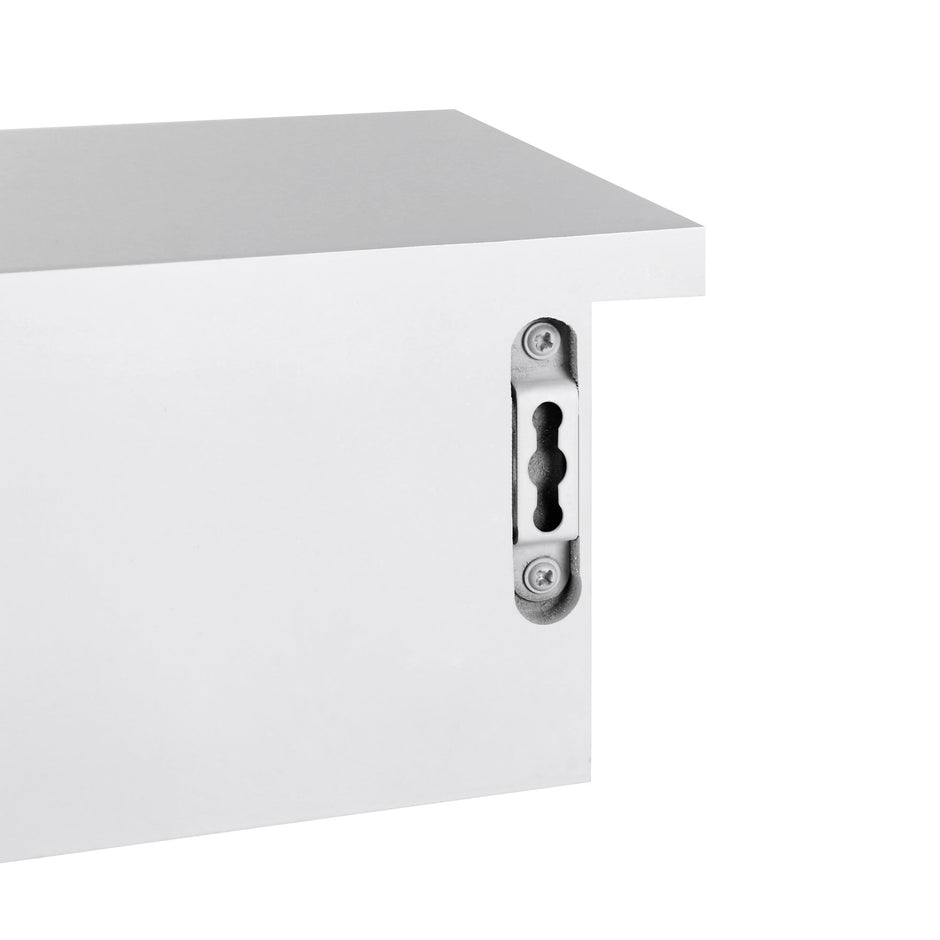 Floating Wall Shelf – MDF – White – Dual Drawer Storage