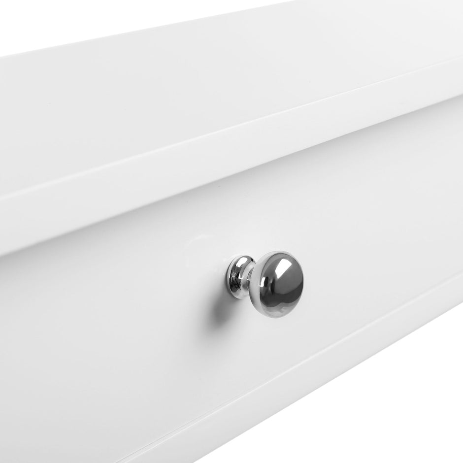 Floating Wall Shelf – MDF – White – Dual Drawer Storage