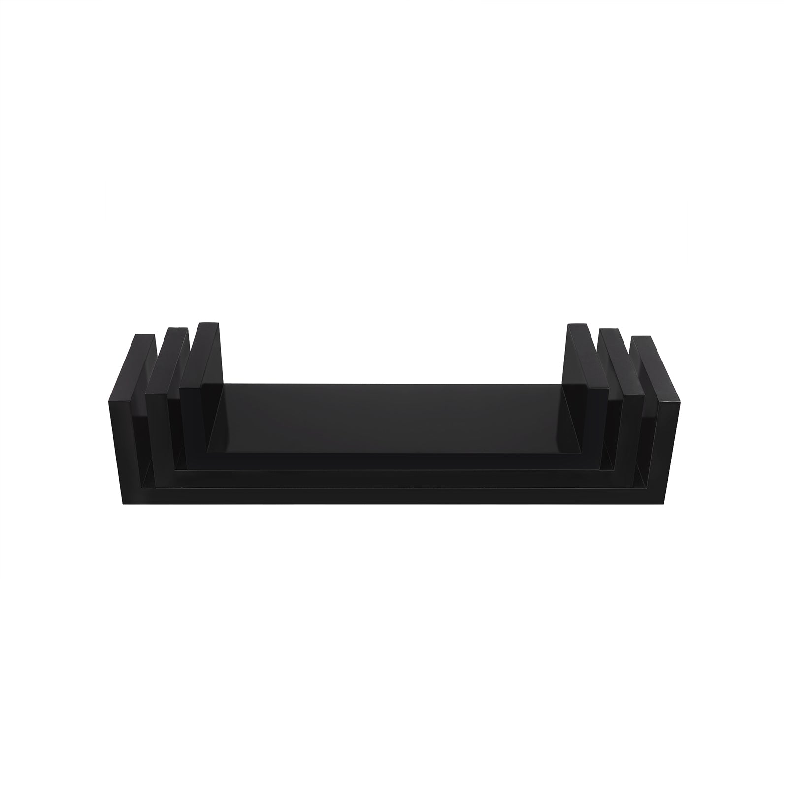 Floating Wall Shelves – MDF – Black – Modern High Gloss Finish with Invisible Mounting