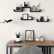 Floating Wall Shelves – MDF – Black – Modern High Gloss Finish with Invisible Mounting