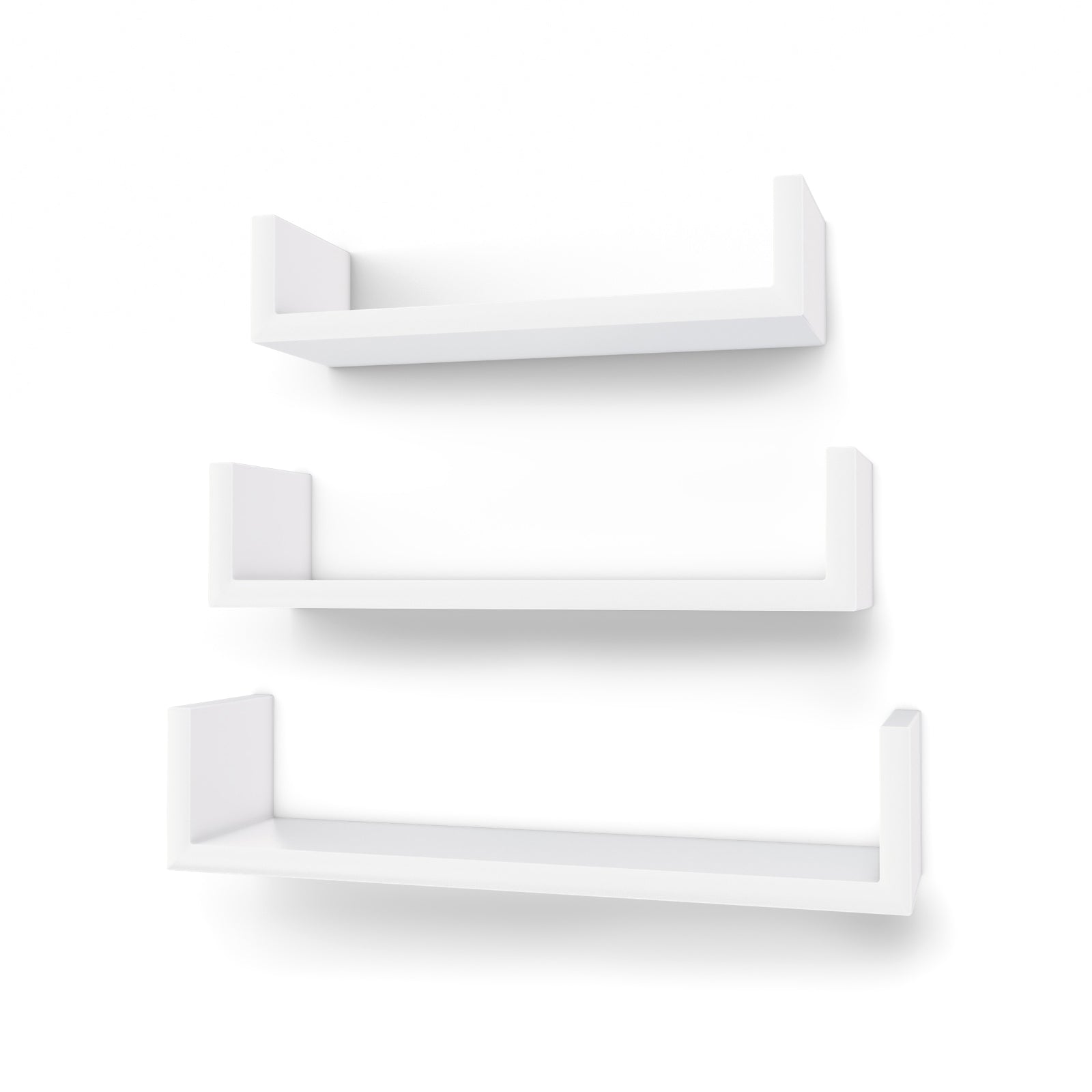 Floating Wall Shelves – MDF – Black – Modern High Gloss Finish with Invisible Mounting