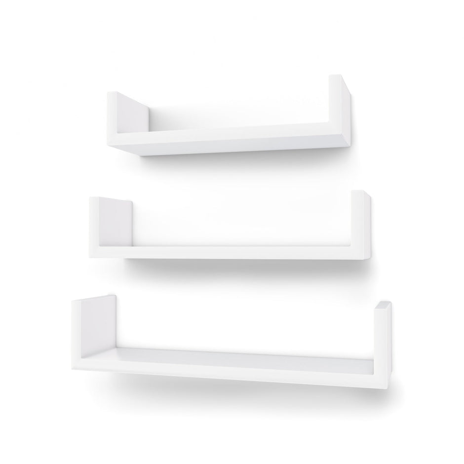 Floating Wall Shelves – MDF – Black – Modern High Gloss Finish with Invisible Mounting
