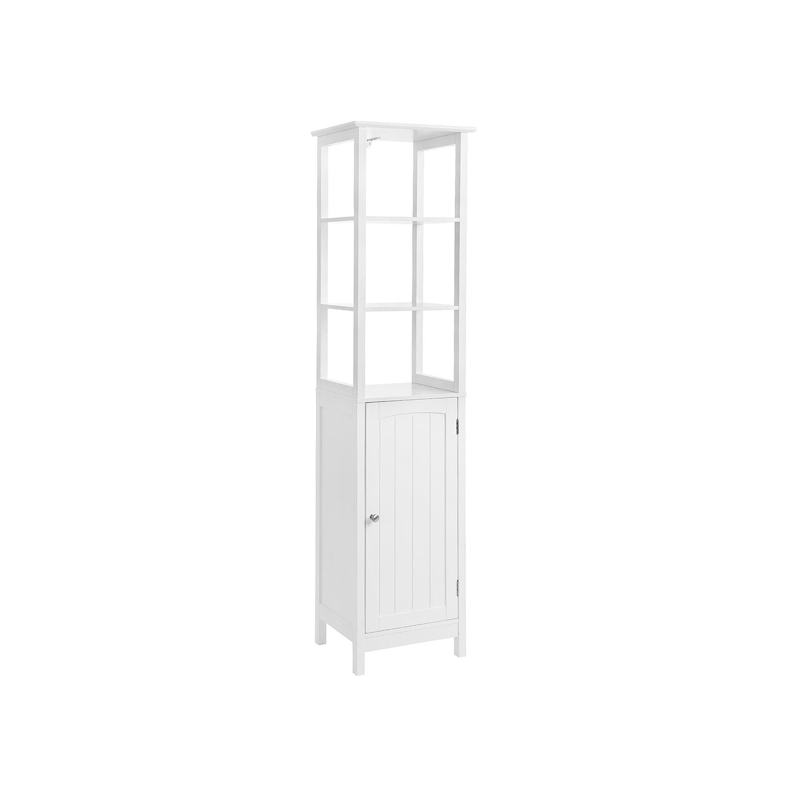 Multifunctional Tall Cabinet – Wood – White – 3-Tier Storage for Bathroom
