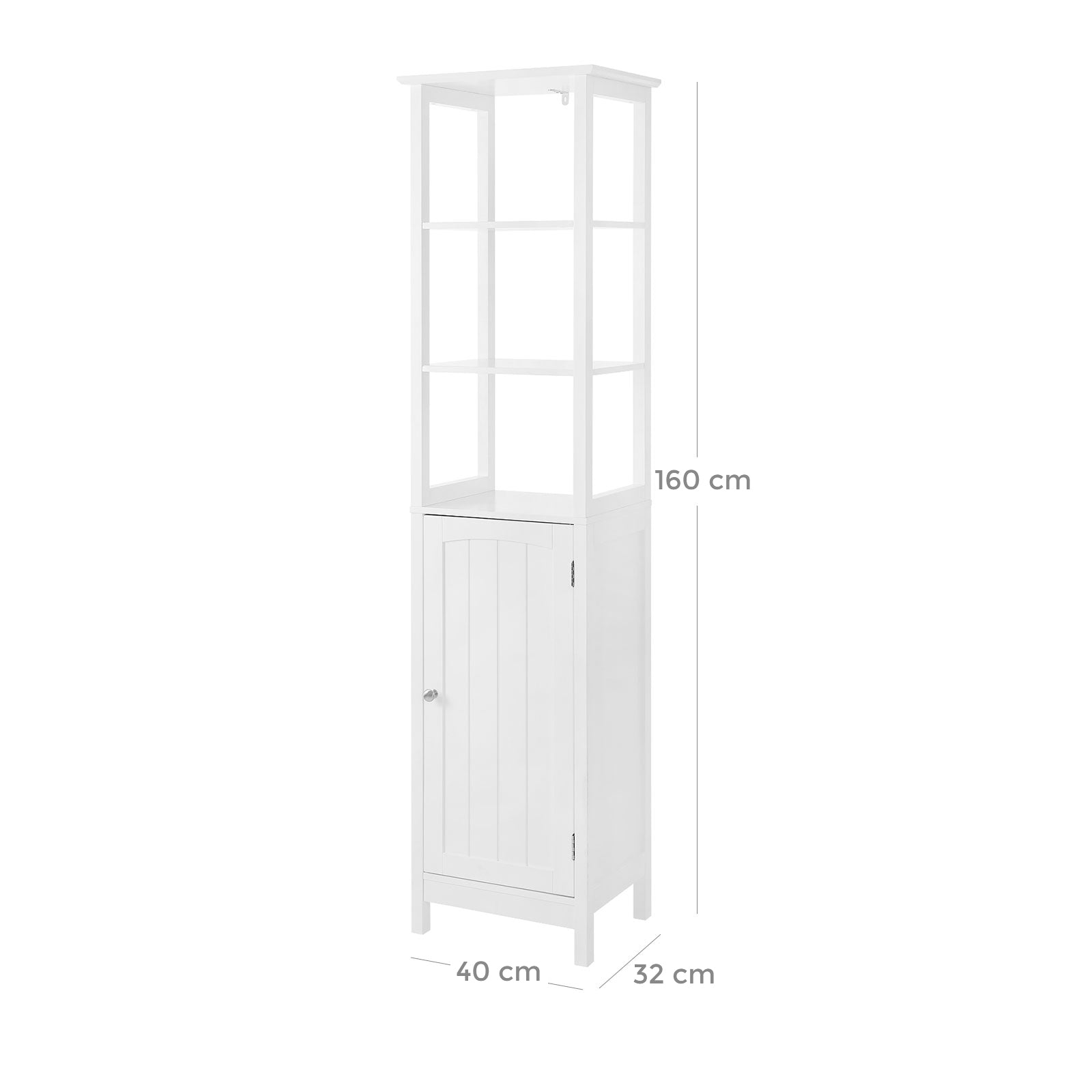 Multifunctional Tall Cabinet – Wood – White – 3-Tier Storage for Bathroom