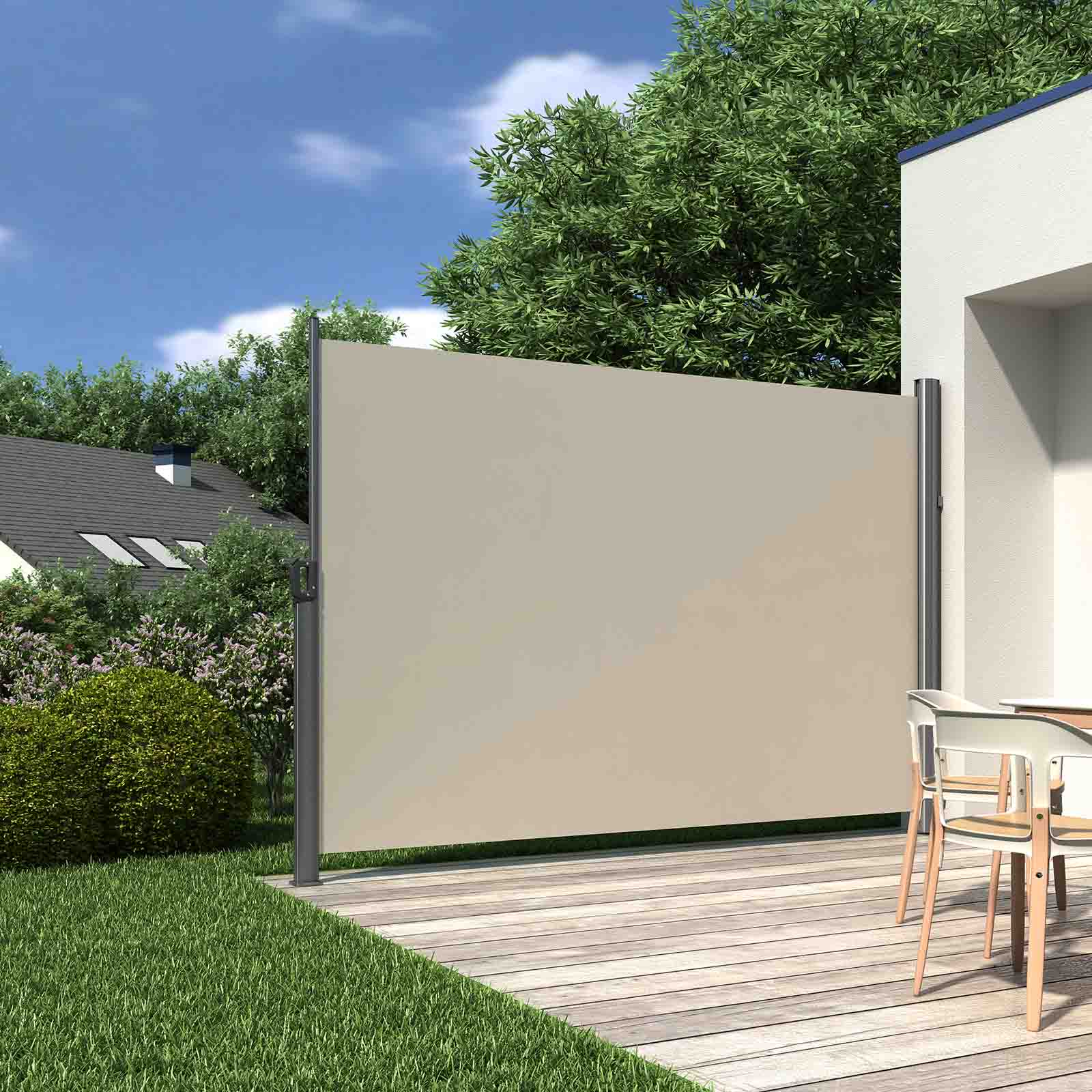 Side Awning – Fabric – Smoky Grey – TÜV SÜD GS Certified, Privacy Protection, Sun Shade, 160 x 300 cm