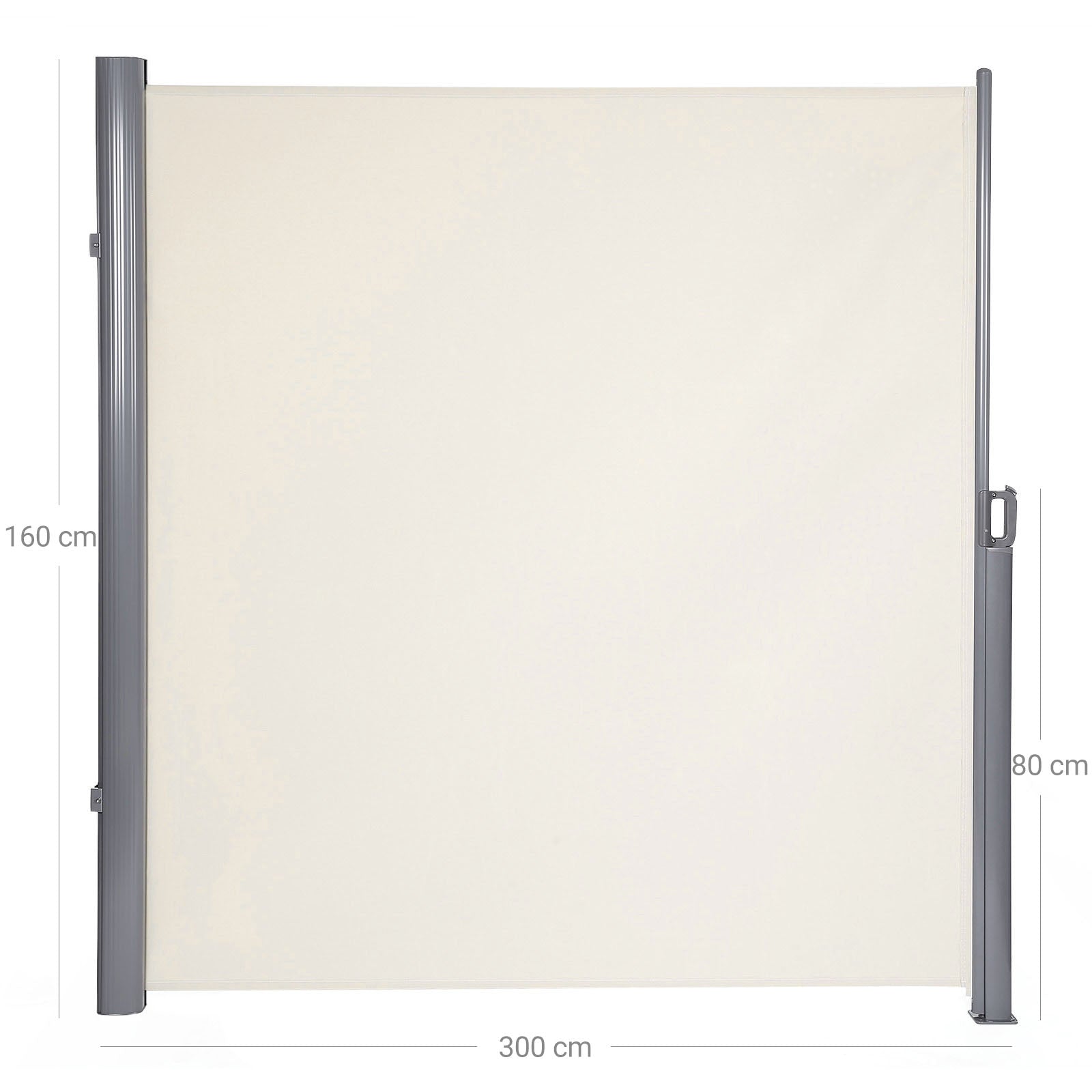 Side Awning – Fabric – Smoky Grey – TÜV SÜD GS Certified, Privacy Protection, Sun Shade, 160 x 300 cm