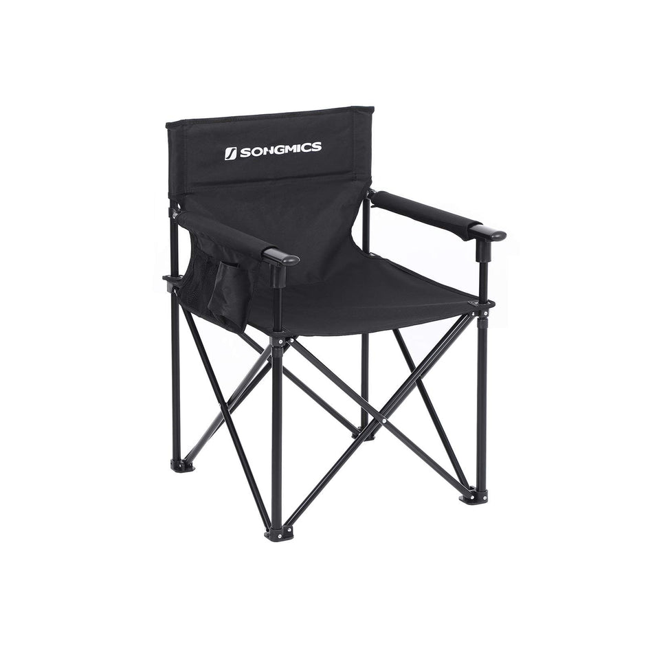 Foldable Camping Chair – Durable Fabric – Black – Features 3-Pocket Design, Max Load Capacity 150 kg