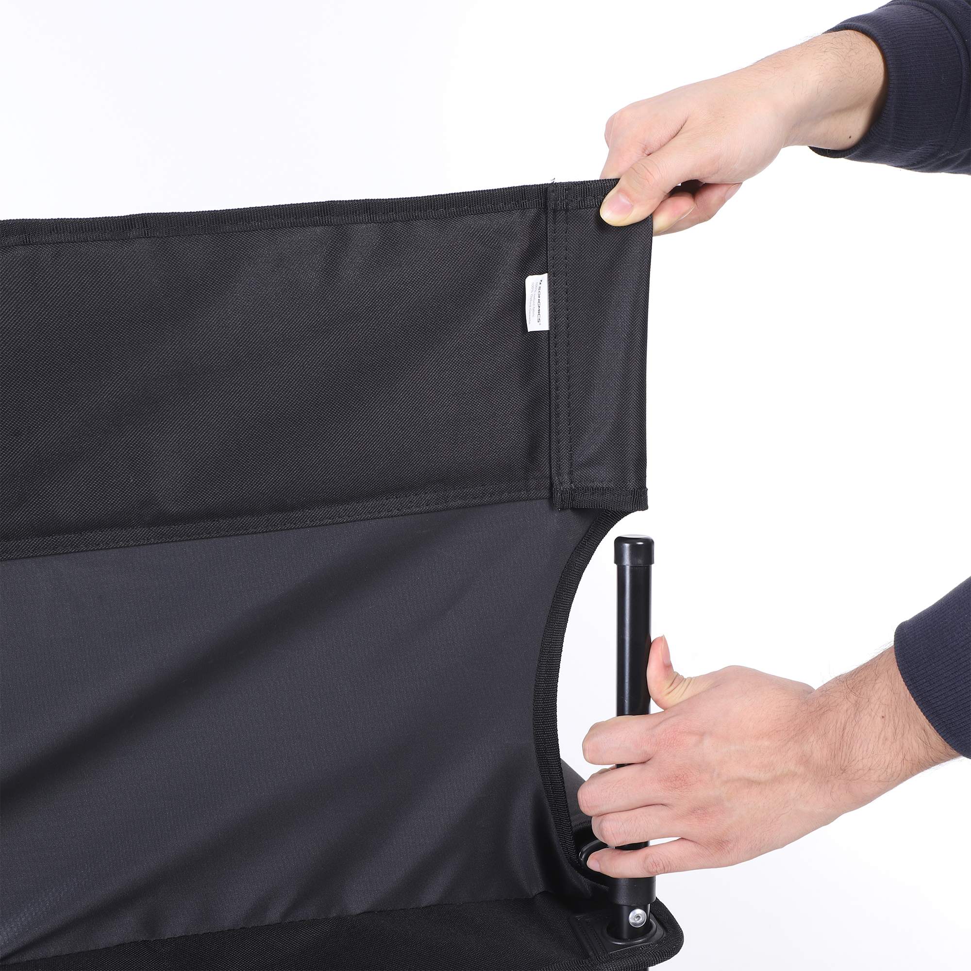 Foldable Camping Chair – Durable Fabric – Black – Features 3-Pocket Design, Max Load Capacity 150 kg