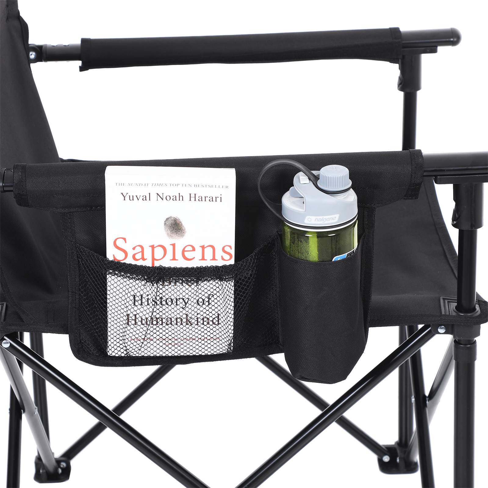 Foldable Camping Chair – Durable Fabric – Black – Features 3-Pocket Design, Max Load Capacity 150 kg