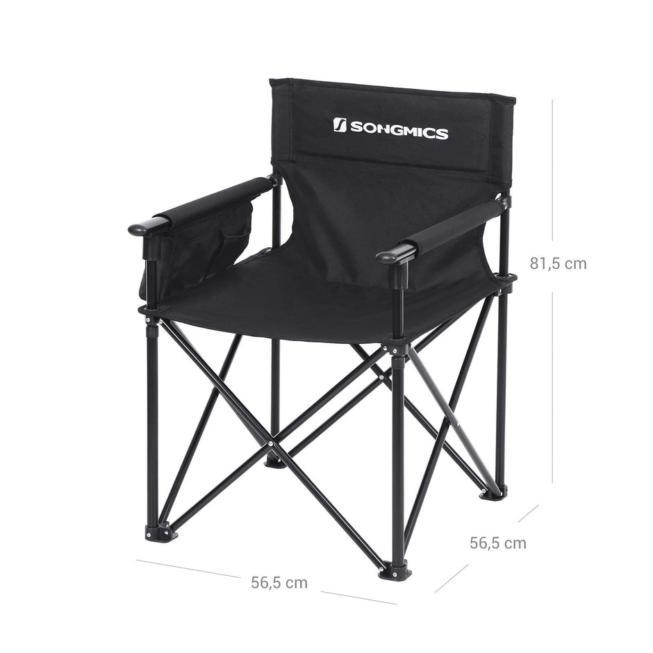 Foldable Camping Chair – Durable Fabric – Black – Features 3-Pocket Design, Max Load Capacity 150 kg