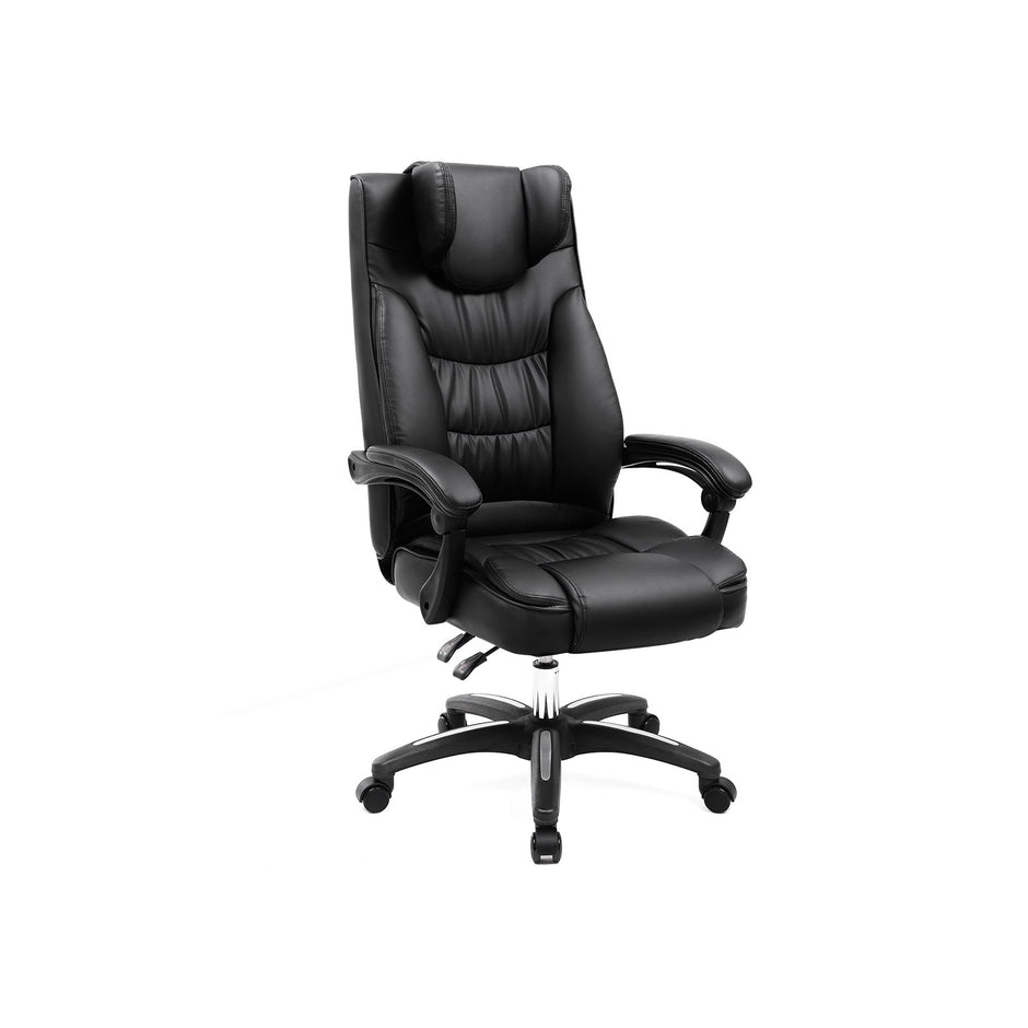 Executive Office Chair – PU Leather – Black – Foldable Headrest with Ergonomic Design
