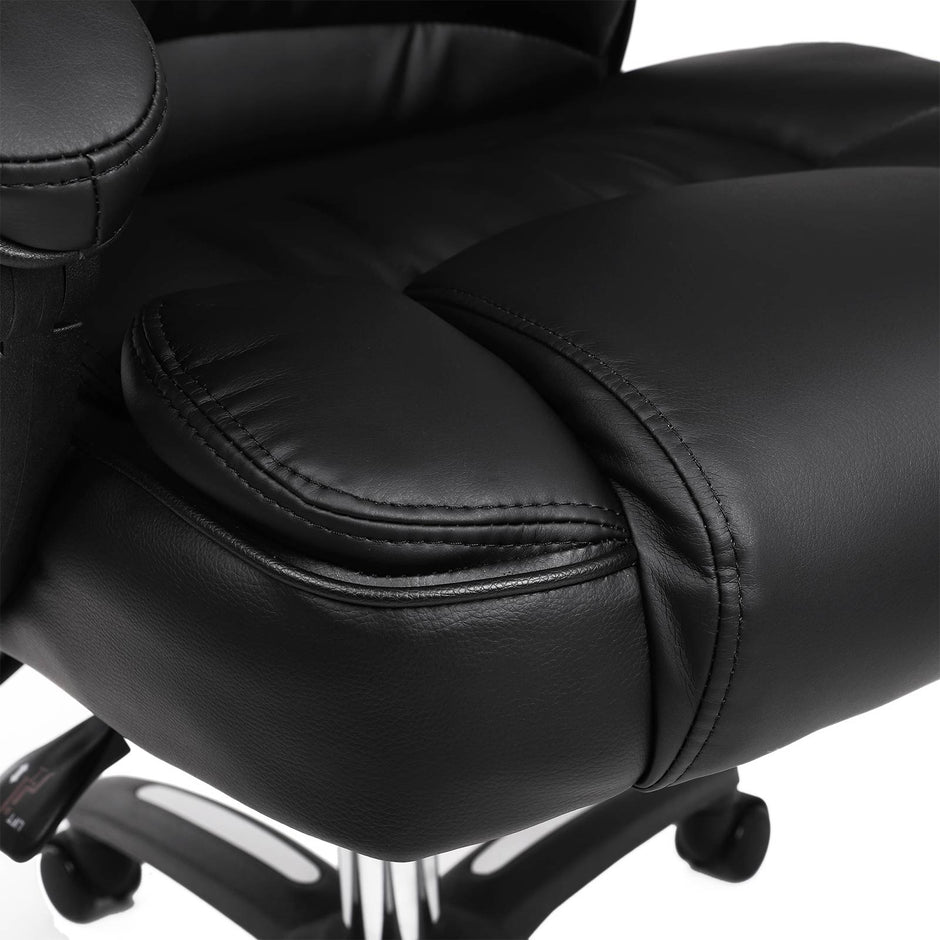 Executive Office Chair – PU Leather – Black – Foldable Headrest with Ergonomic Design
