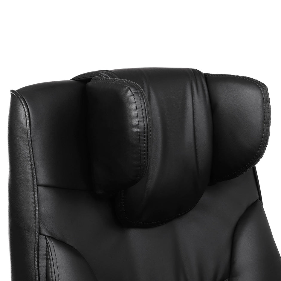 Executive Office Chair – PU Leather – Black – Foldable Headrest with Ergonomic Design