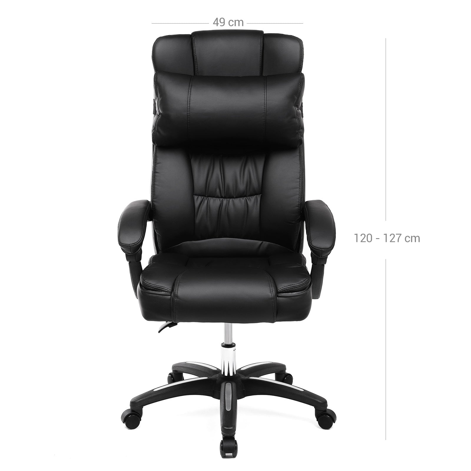 Executive Office Chair – PU Leather – Black – Foldable Headrest with Ergonomic Design