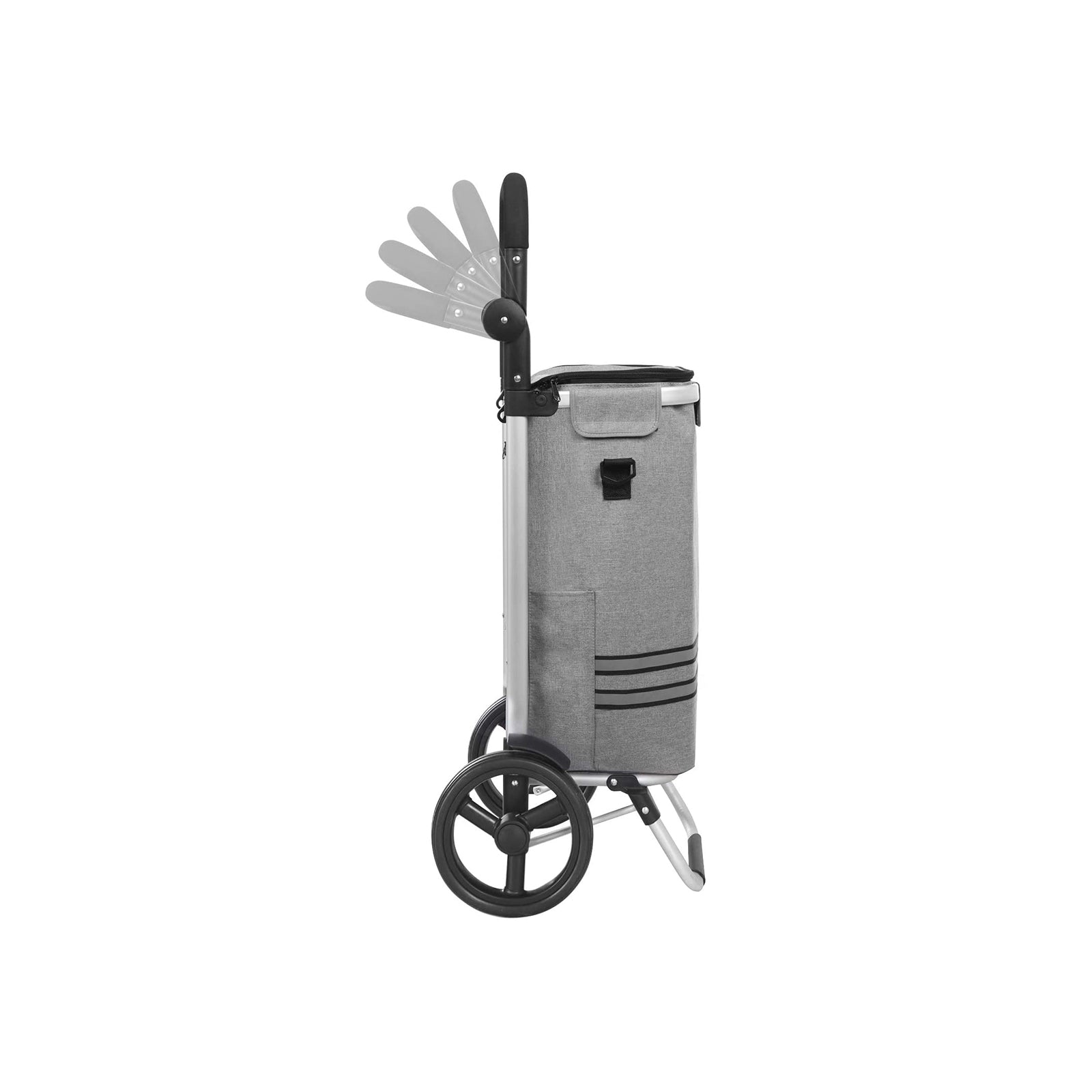 Foldable Shopping Cart – Solid Material – Grey – With Insulated Cooling Bag and Large Capacity 35L