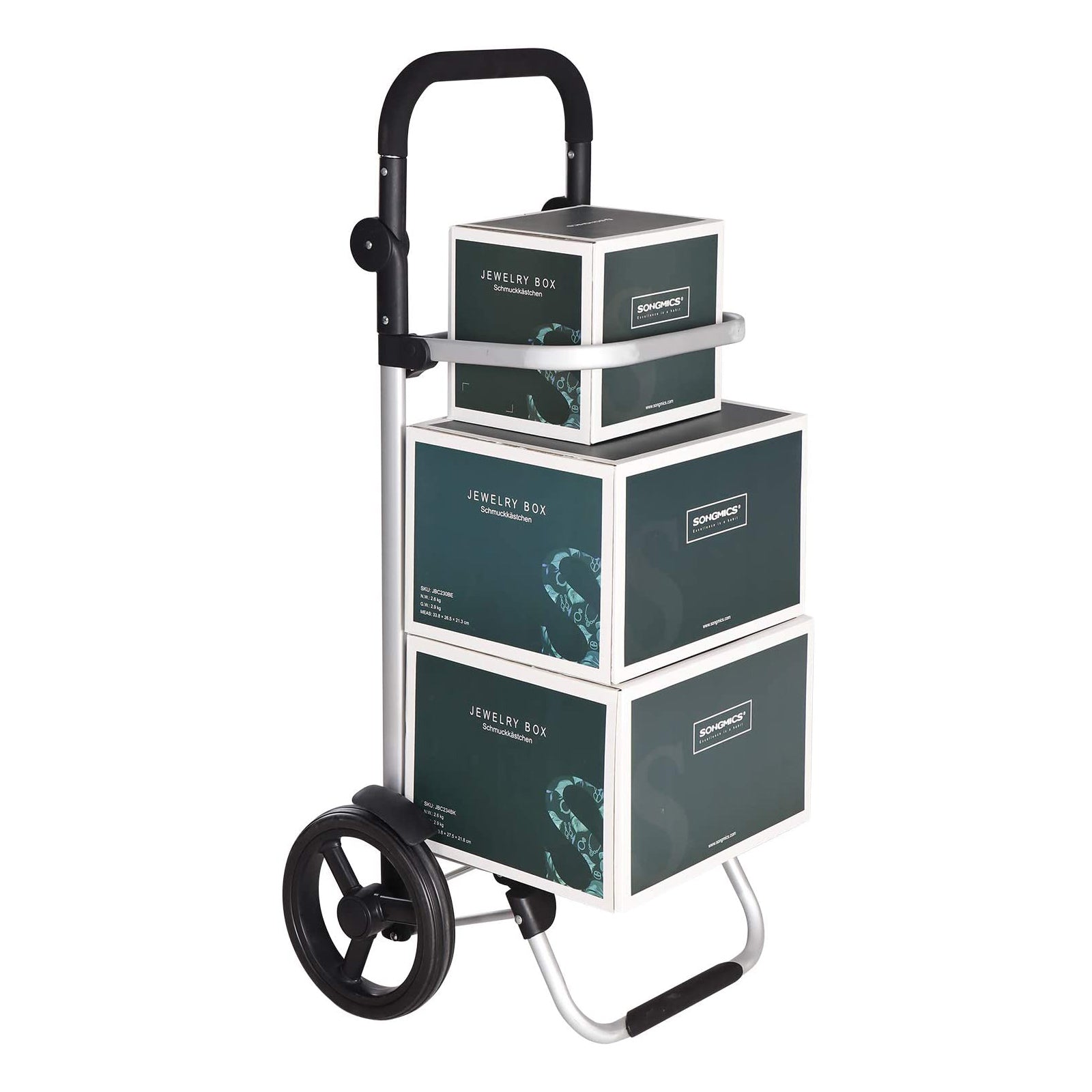 Foldable Shopping Cart – Solid Material – Grey – With Insulated Cooling Bag and Large Capacity 35L