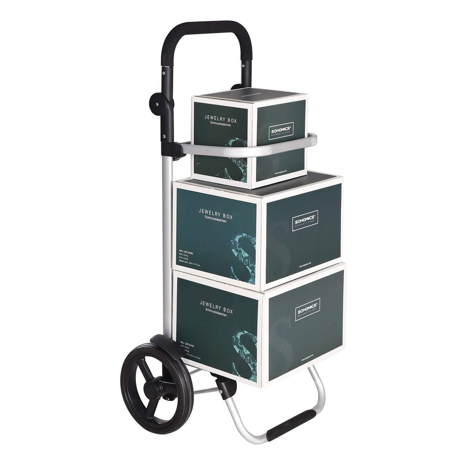 Foldable Shopping Cart – Solid Material – Grey – With Insulated Cooling Bag and Large Capacity 35L