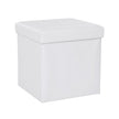 Foldable Stool – Faux Leather – White – Strong and Durable Storage Ottoman