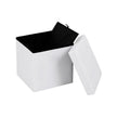 Foldable Stool – Faux Leather – White – Strong and Durable Storage Ottoman