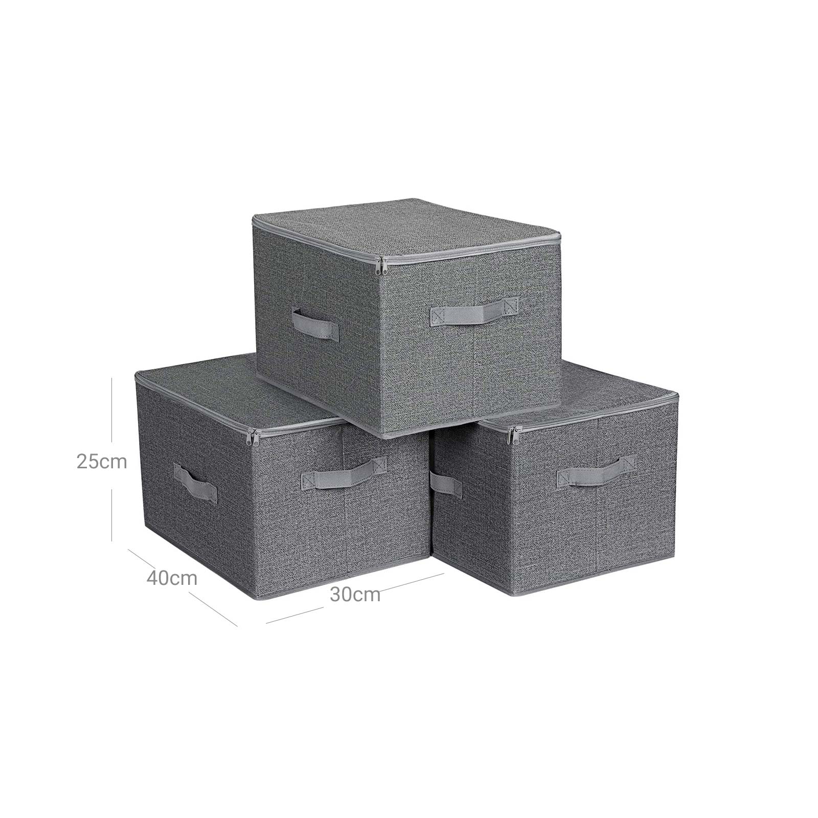 Foldable Storage Basket – Fabric – Grey – Lidded with Handles
