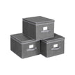 Foldable Storage Boxes Set – Fabric – Grey – Includes Clear Front Window and Lid