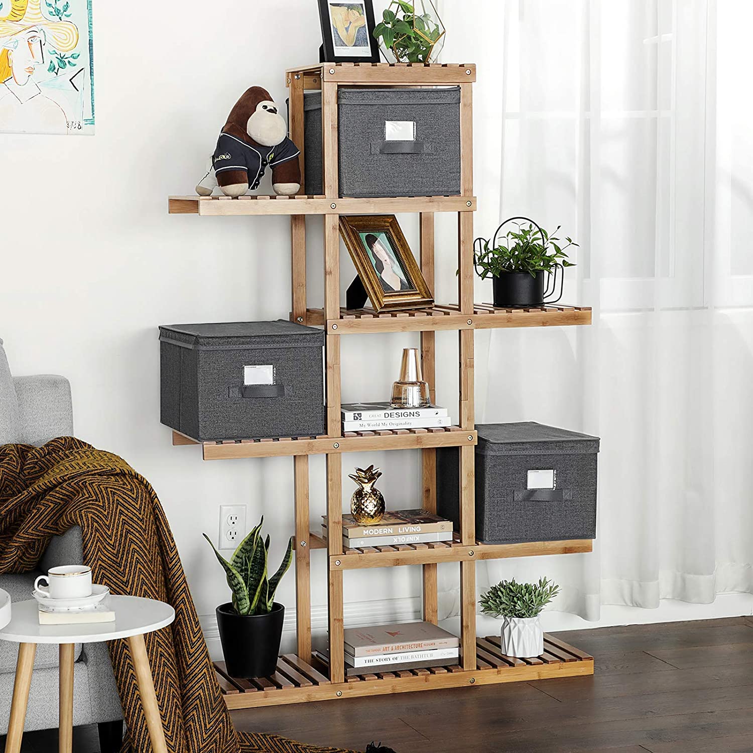 Foldable Storage Boxes Set – Fabric – Grey – Includes Clear Front Window and Lid