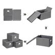 Foldable Storage Boxes Set – Fabric – Grey – Includes Clear Front Window and Lid