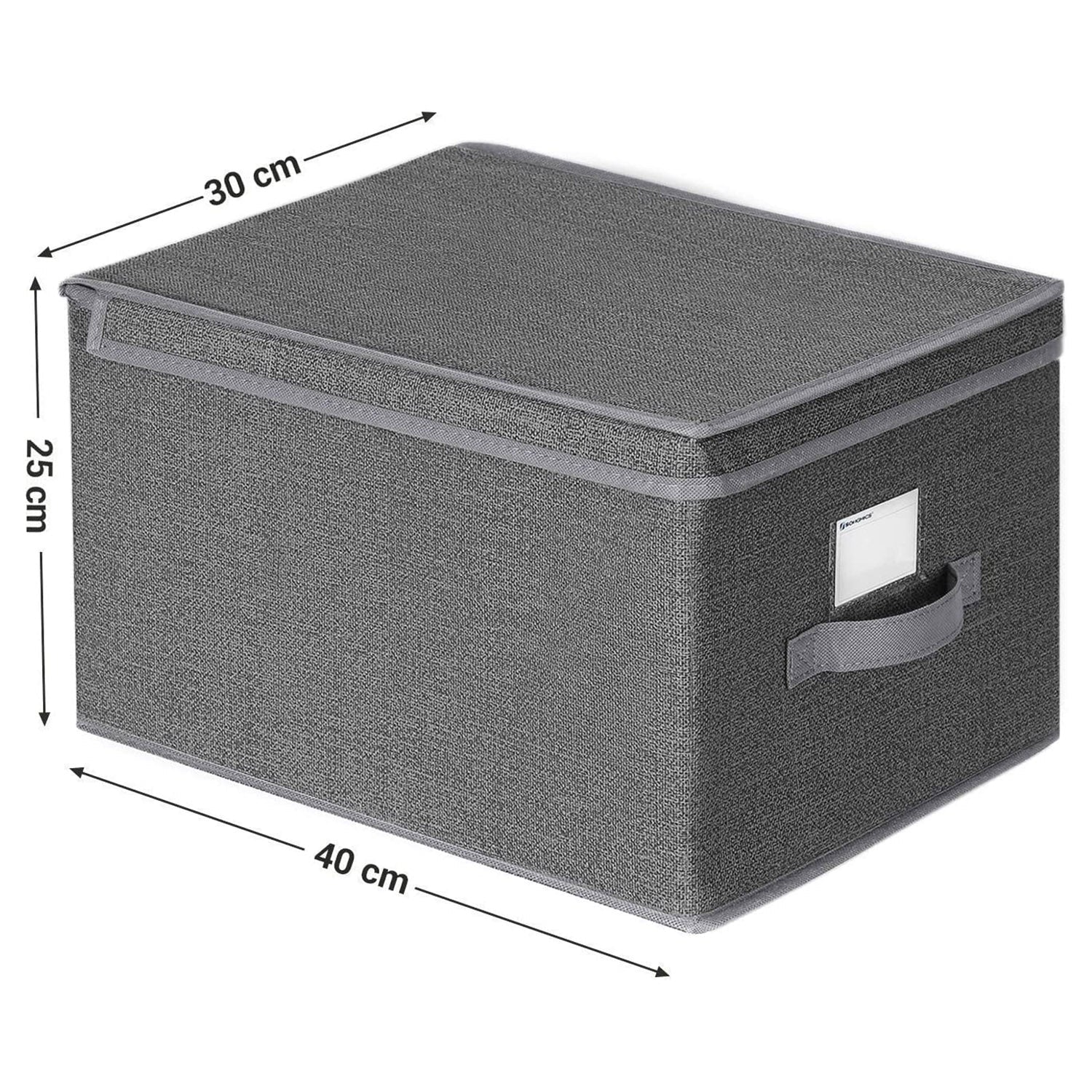 Foldable Storage Boxes Set – Fabric – Grey – Includes Clear Front Window and Lid
