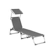Sun Lounger – Fabric – Dark Grey – Adjustable Backrest with Headrest and Sunshade