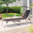 Foldable Sun Lounger – Lightweight Fabric – Dark Grey – Adjustable Backrest with Headrest and Sunshade