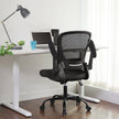 Mesh Office Chair – Fabric – Black – Ergonomic with Folding Armrests and Adjustable Lumbar Support