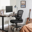 Mesh Office Chair – Fabric – Black – Ergonomic with Folding Armrests and Adjustable Lumbar Support