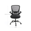Mesh Office Chair – Fabric – Black – Ergonomic with Folding Armrests and Adjustable Lumbar Support