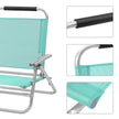 Folding Beach Chair – Breathable Fabric – Blue – 4-Position Reclining Backrest