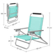 Folding Beach Chair – Breathable Fabric – Blue – 4-Position Reclining Backrest