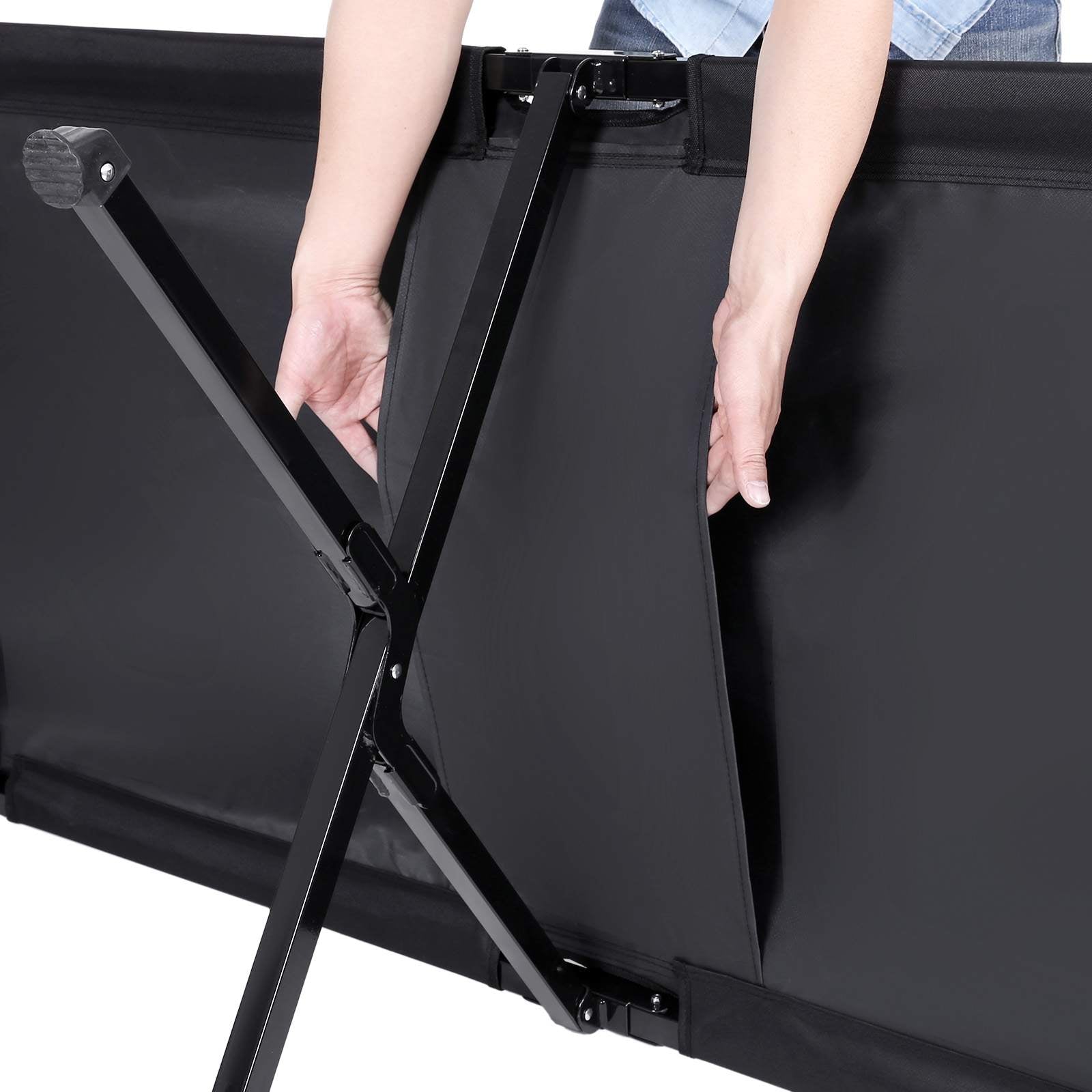 Folding Guest Bed – Metal and Fabric – Black – Extra Large, Supports Up to 260 kg