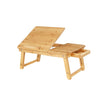 Folding Laptop Desk – Bamboo – Natural – Adjustable Height with Tilting Top and Drawer