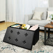Folding Pouffe Ottoman – Fabric – Black – 80 Litre Storage Capacity, Soft Seating for Up to 3 People